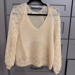 Sezane Cream Knit Sweater